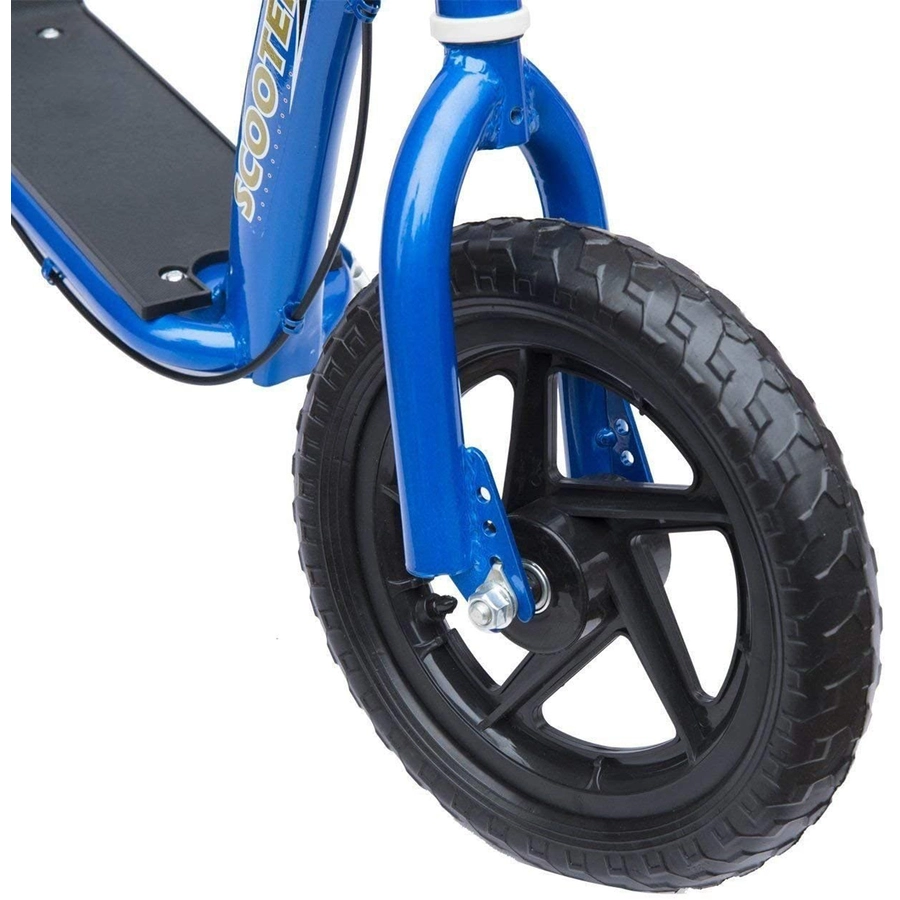 HOMCOM Kinderroller Anti-Rutsch Trittfläche, Metallfahrradständer zum Parken, blau