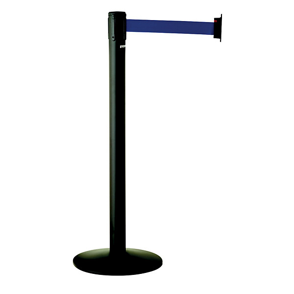 Lot de 2 barrières de délimitation à ceinture retractable sur socle paceo - gris manganese - sangle bleue 3m