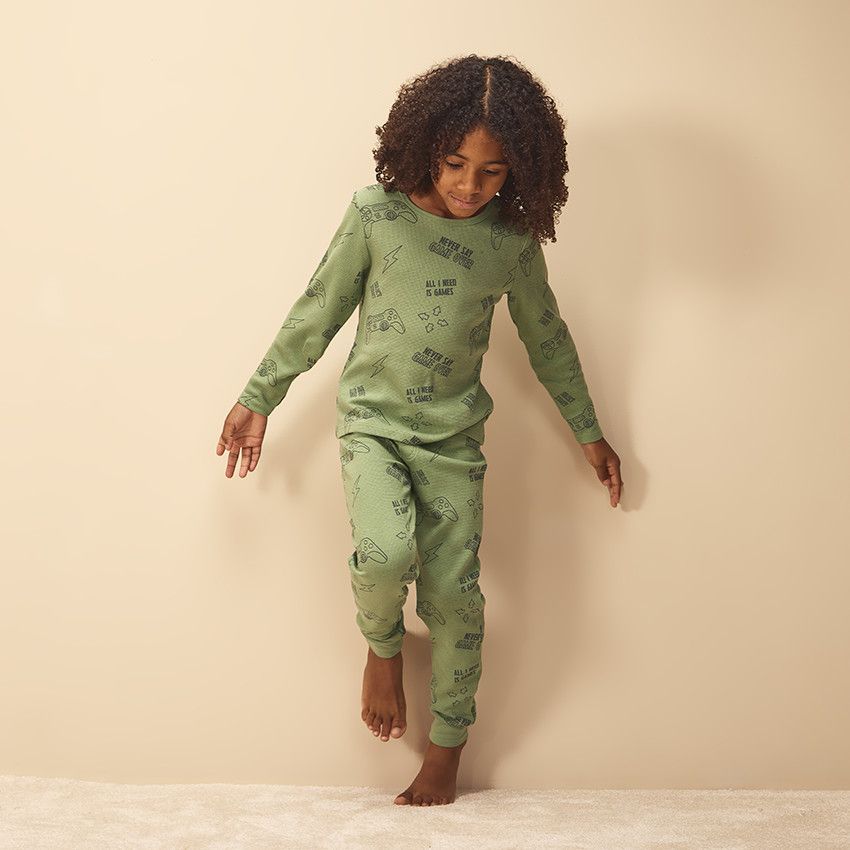 Pyjama 2 pièces imprimé jeux vidéo pour garçon - Vert