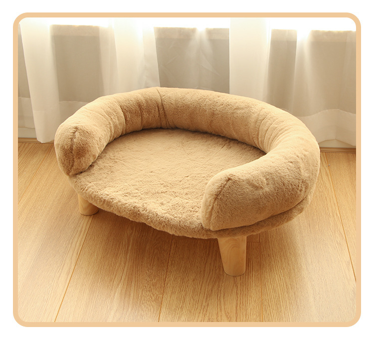 (60x40x21cm) Erhöhtes Haustier Bett Hundesofa Kuscheliges Katzen Hochbett - Braun
