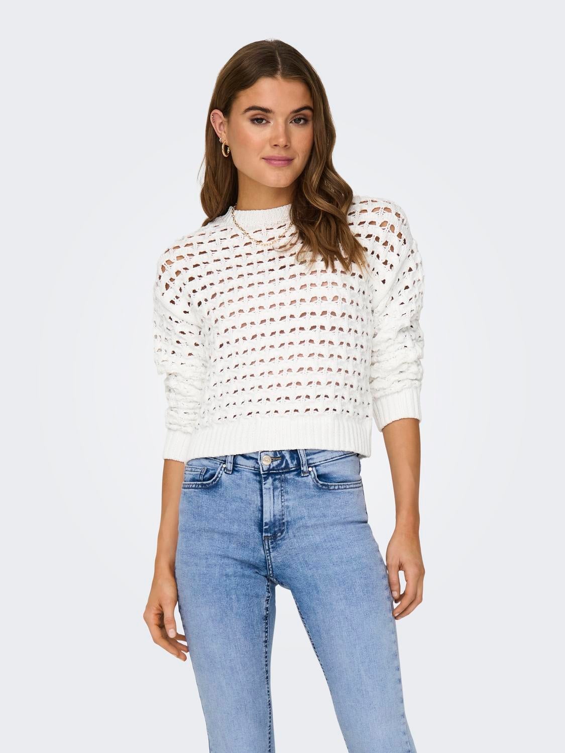ONLLINDA Strickpullover Bright White