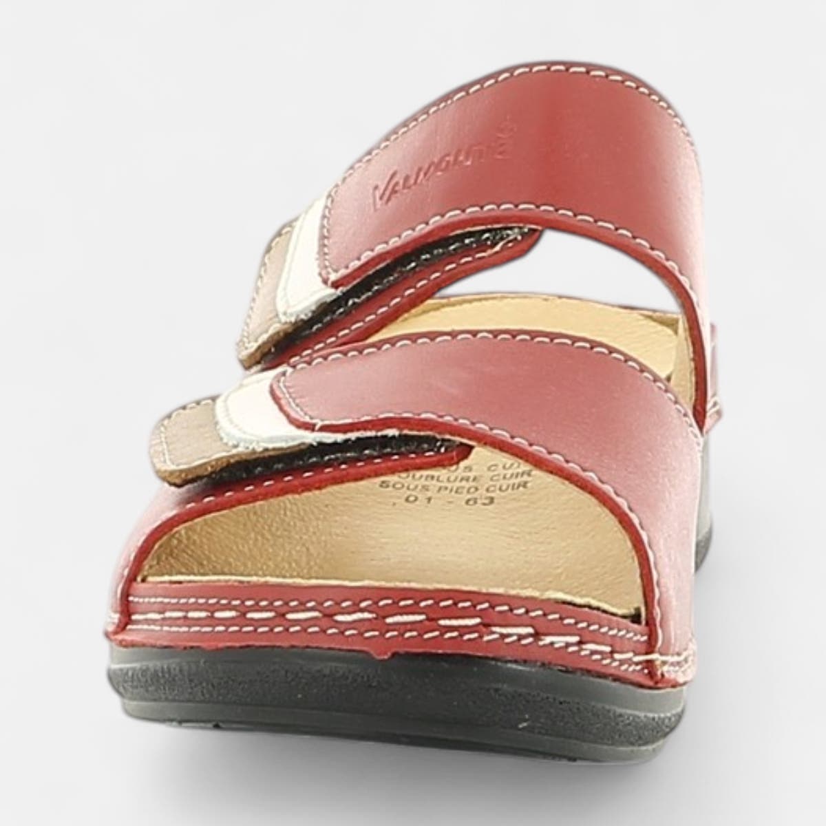 Nu-pieds confort Femme en cuir rouge