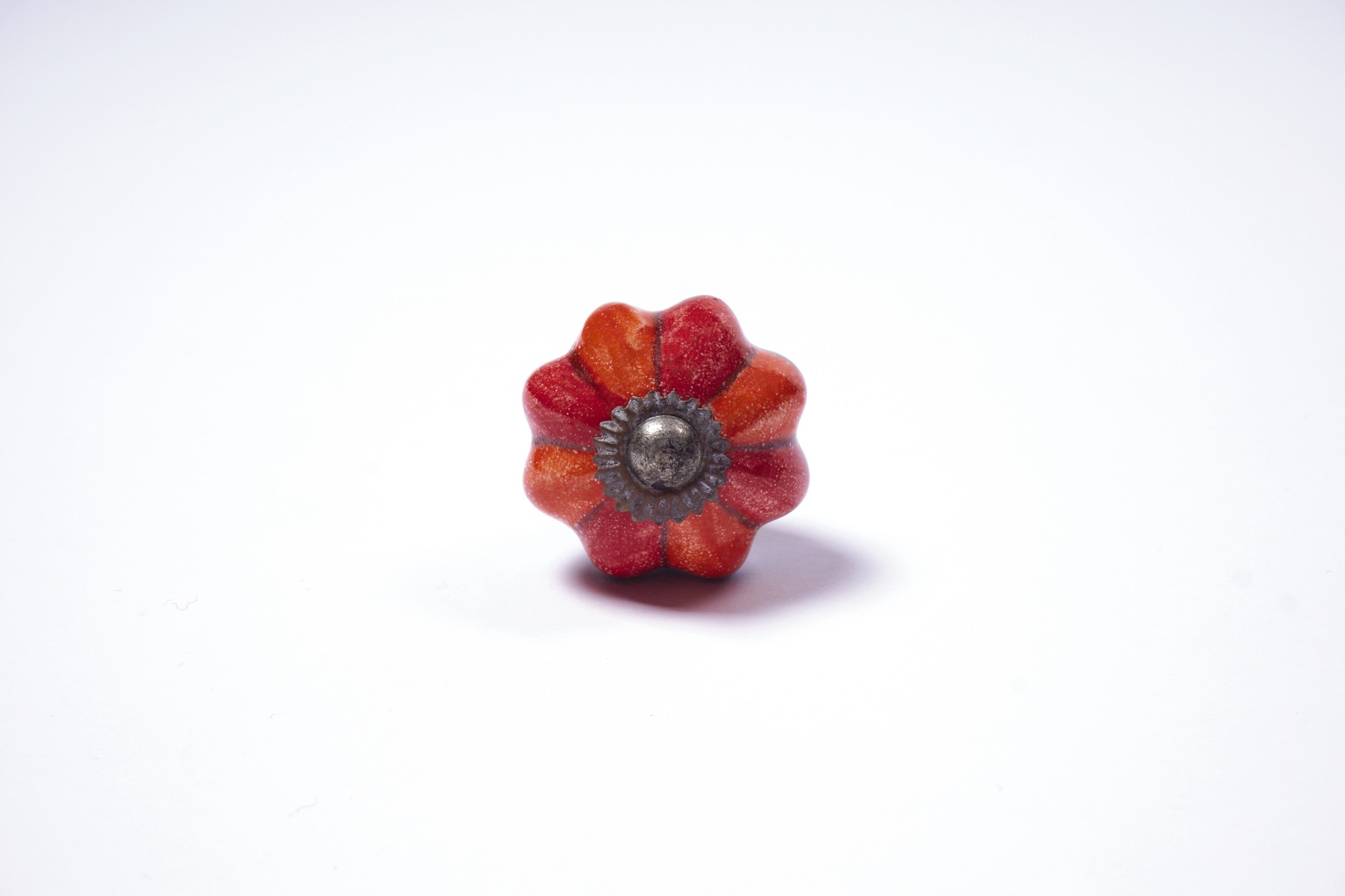 Keramik Möbelknopf 'Blume', handglasiert, rot/orange, Ø 3,5 cm günstig bestellen