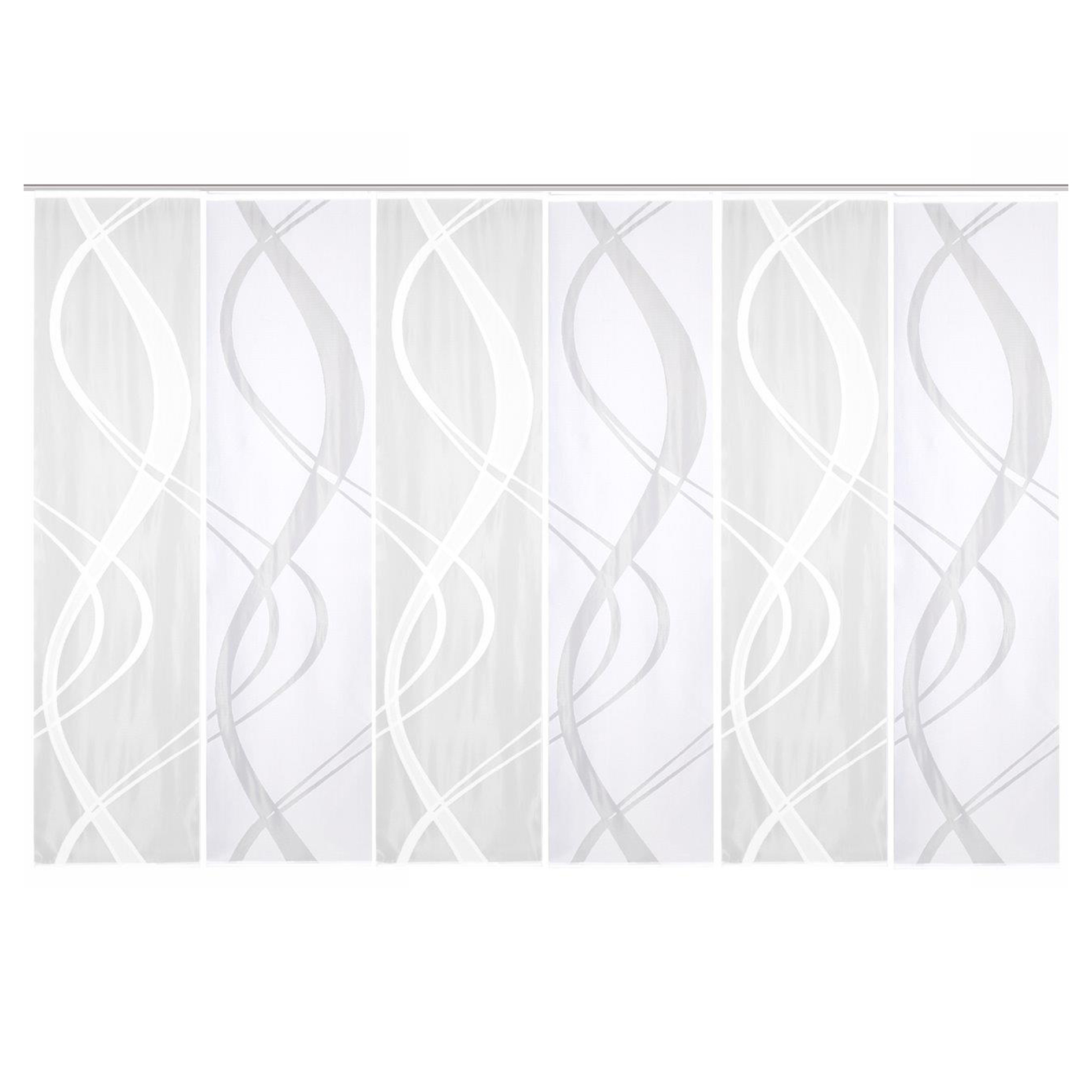 6-teiliges Schiebevorhang-Set TIBASO - transparent-weiß - je 57x245 cm