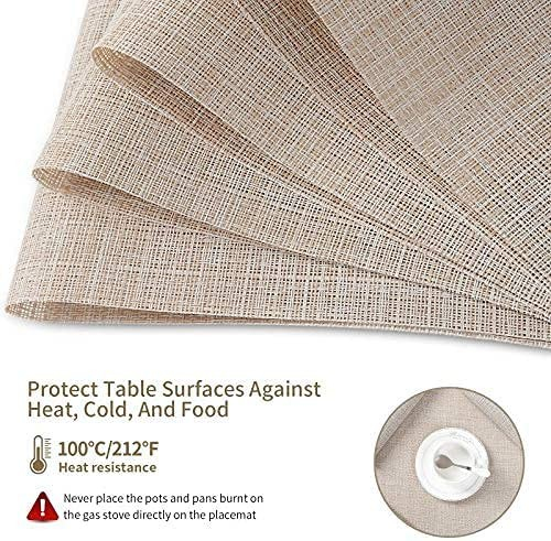 (8er Set) 45x30cm Hitzebeständige PVC Tischunterlage Abwaschbare Teller Untersetzer Tischset - Beige