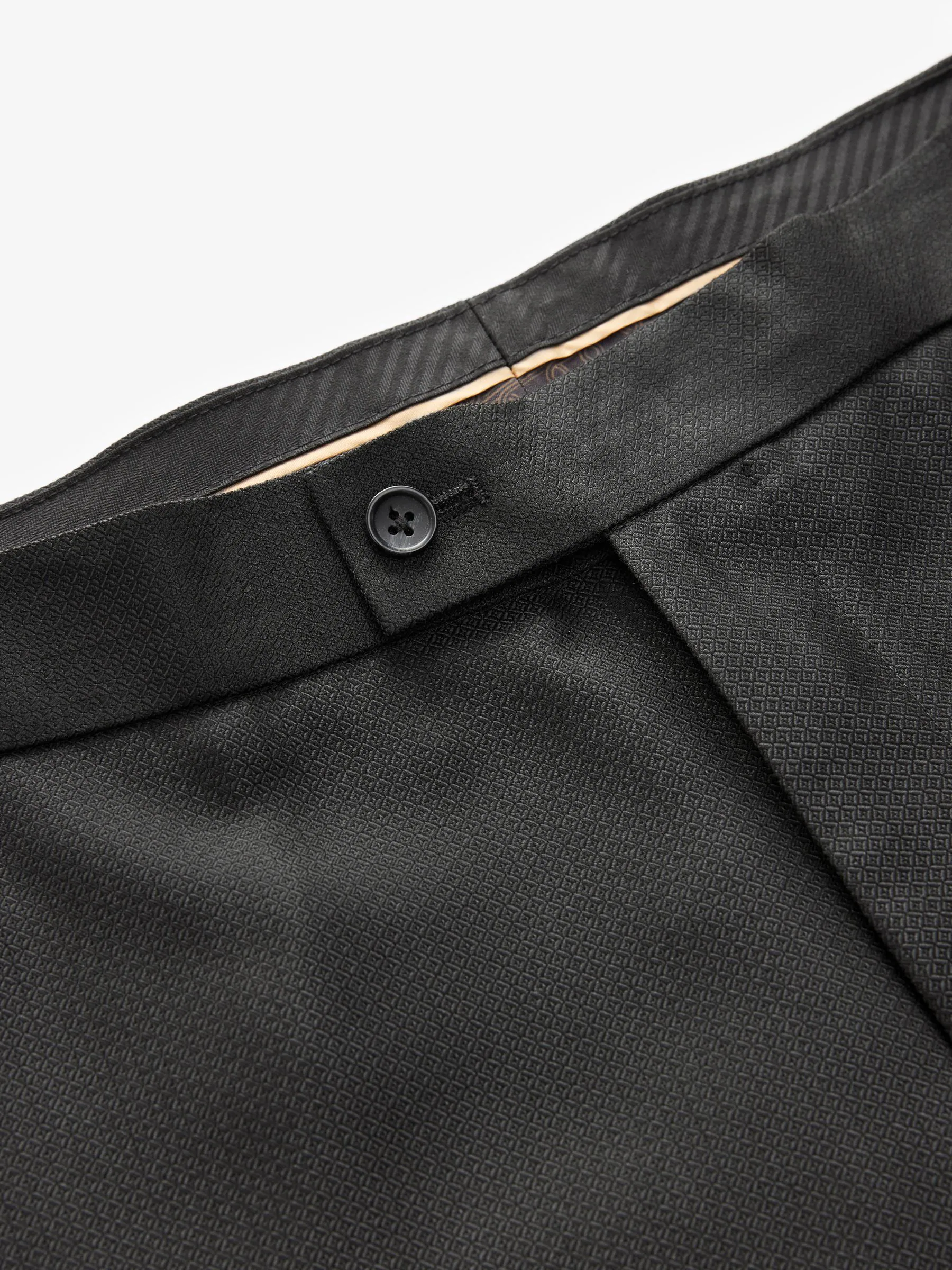Zwart - Slim Fit - Adjustable Tape Detail Tuxedo Trousers