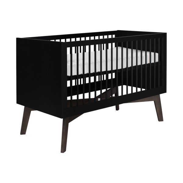 Kidsmill Sixties Babybed Zwart Mat / Walnoot 70 x 140 cm