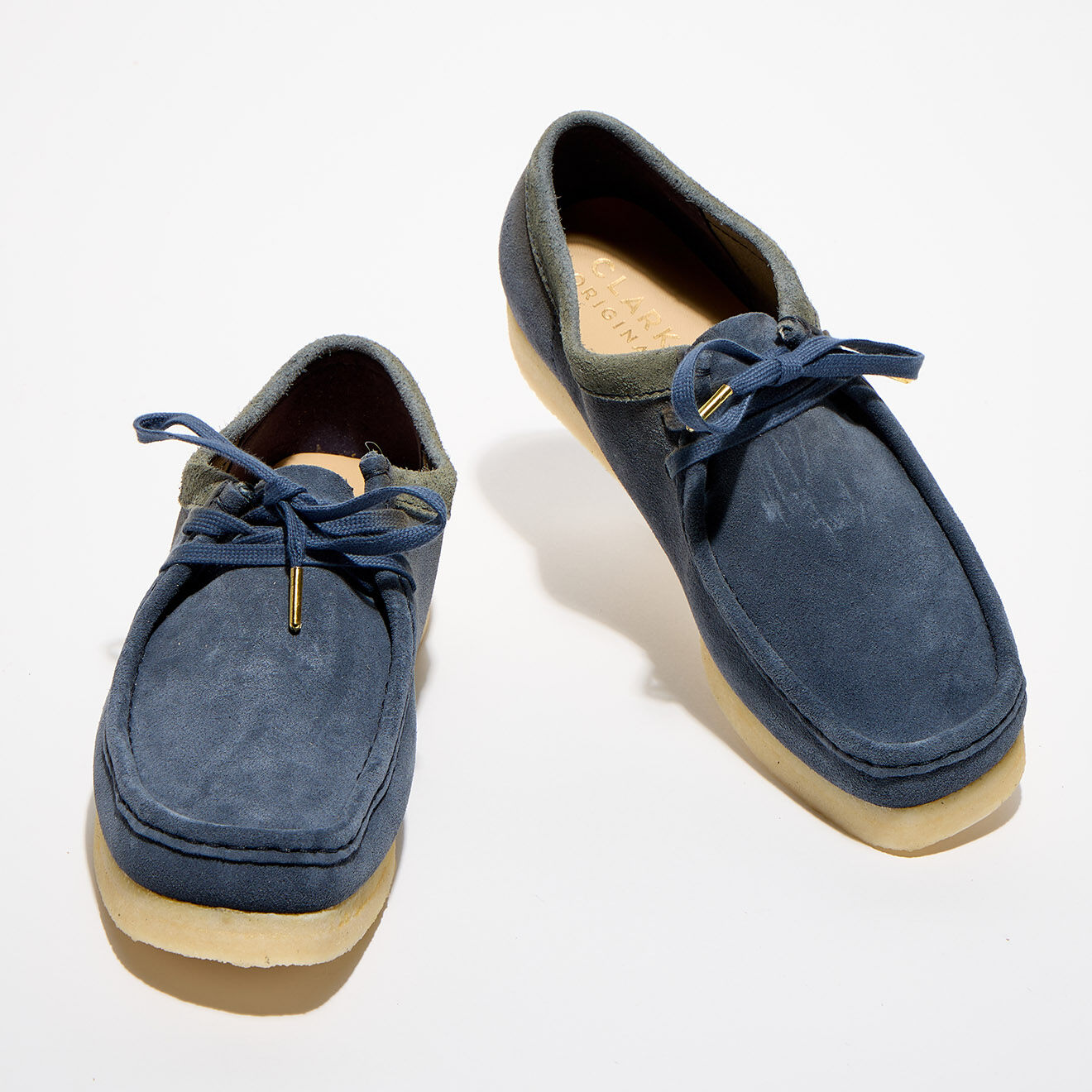Clarks Originals Derbies en Velours de Cuir Wallabee bleues