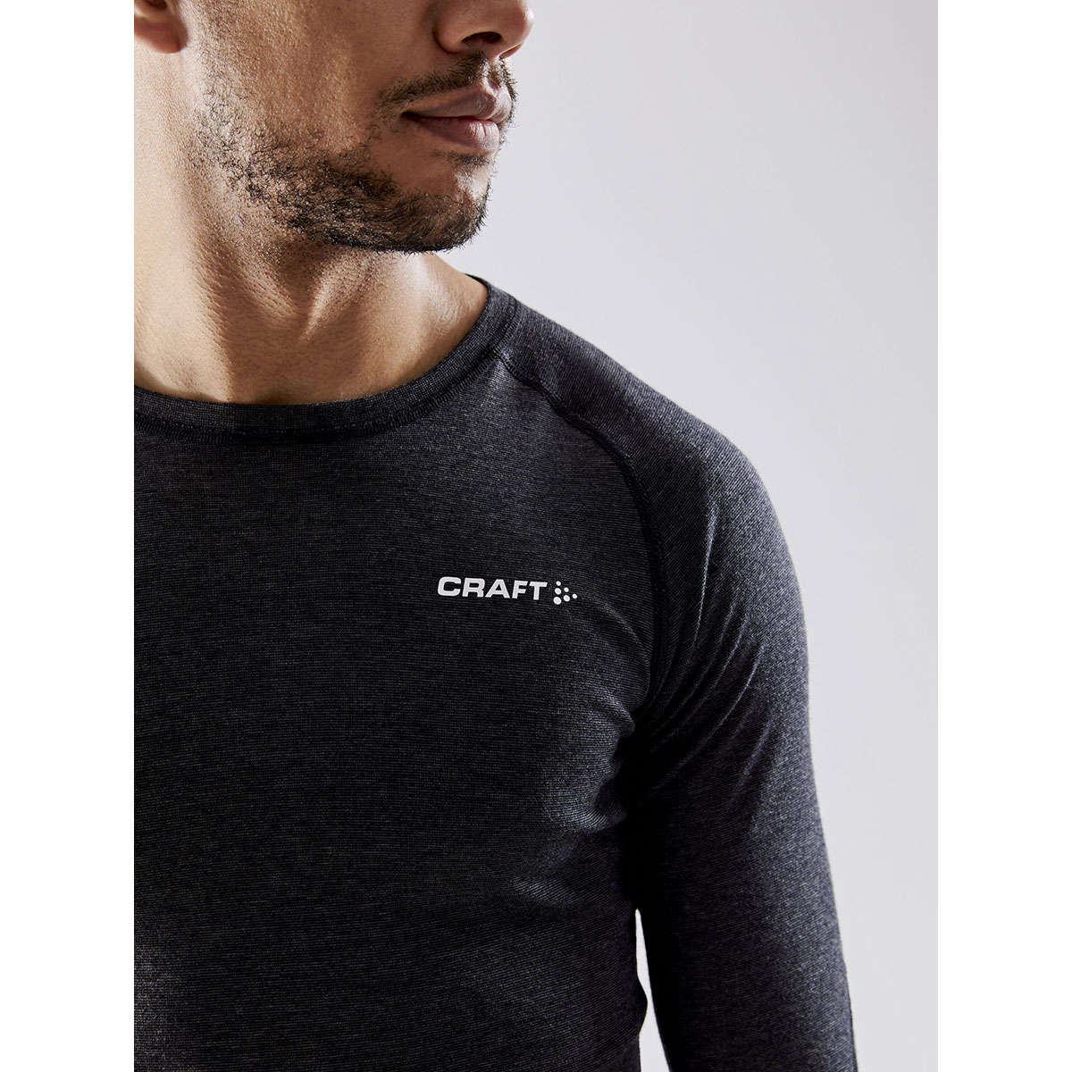 Craft CORE Wool Merino Hardloopshirt Lange Mouwen Zwart Melange Heren