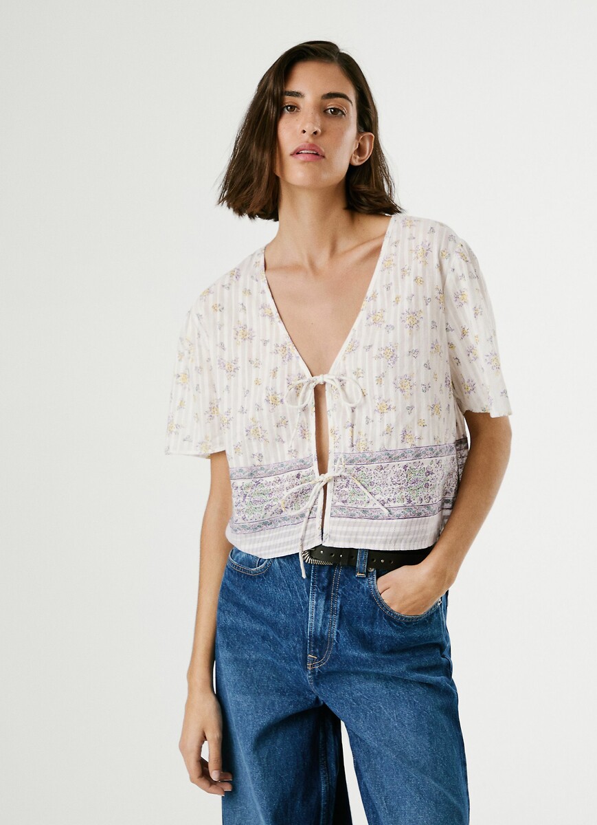 PEPE JEANS<br>Blusa de manga curta com laços