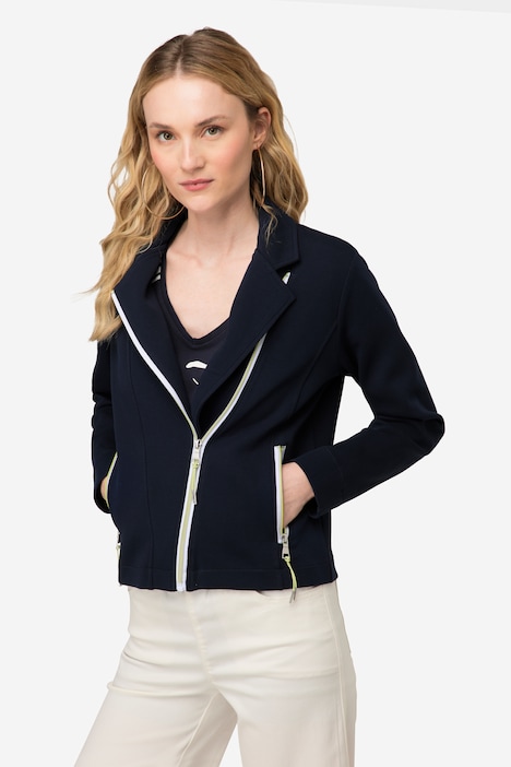 Biker-Jacke, Sweat, Revers, Zipper, Langarm