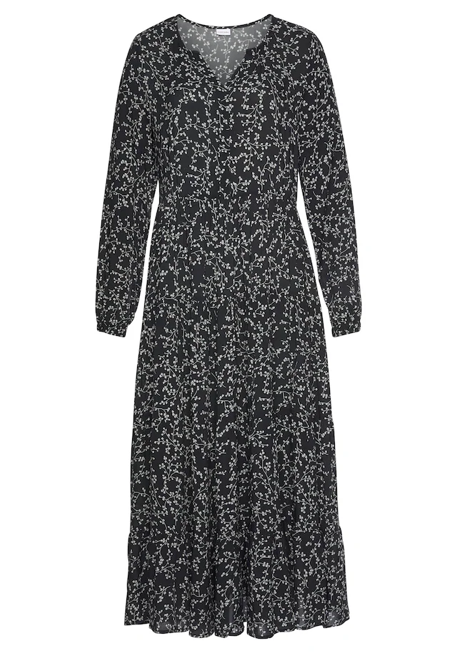 LASCANA Maxikleid mit Blumenprint und Volants, locker bequemer Look