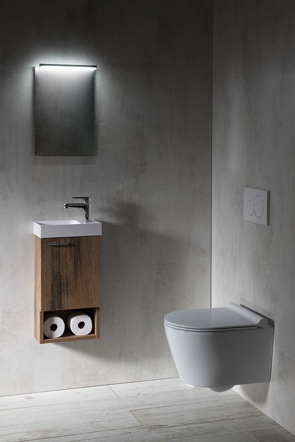 SCHADEMODEL: Sapho Piccolino fontein marmer kraangat rechts 31x17cm wit