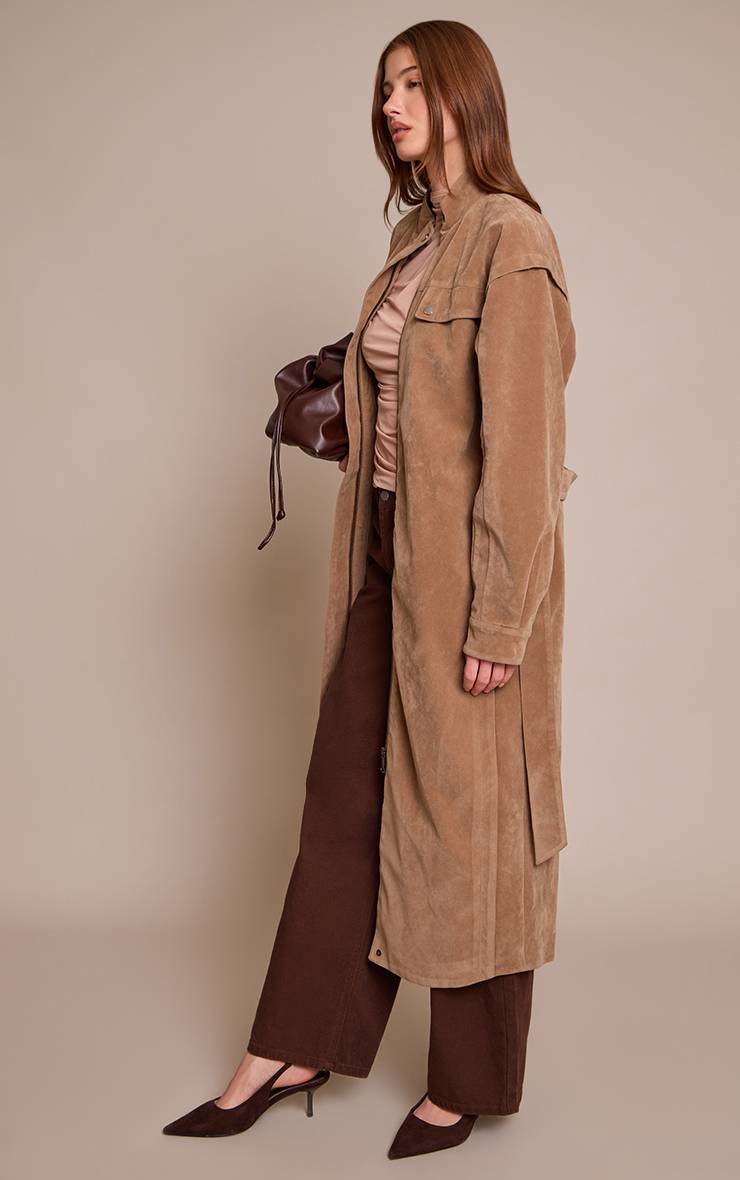 Gris Pierre Trench Ceinturé En Synthétique À Taille Basse