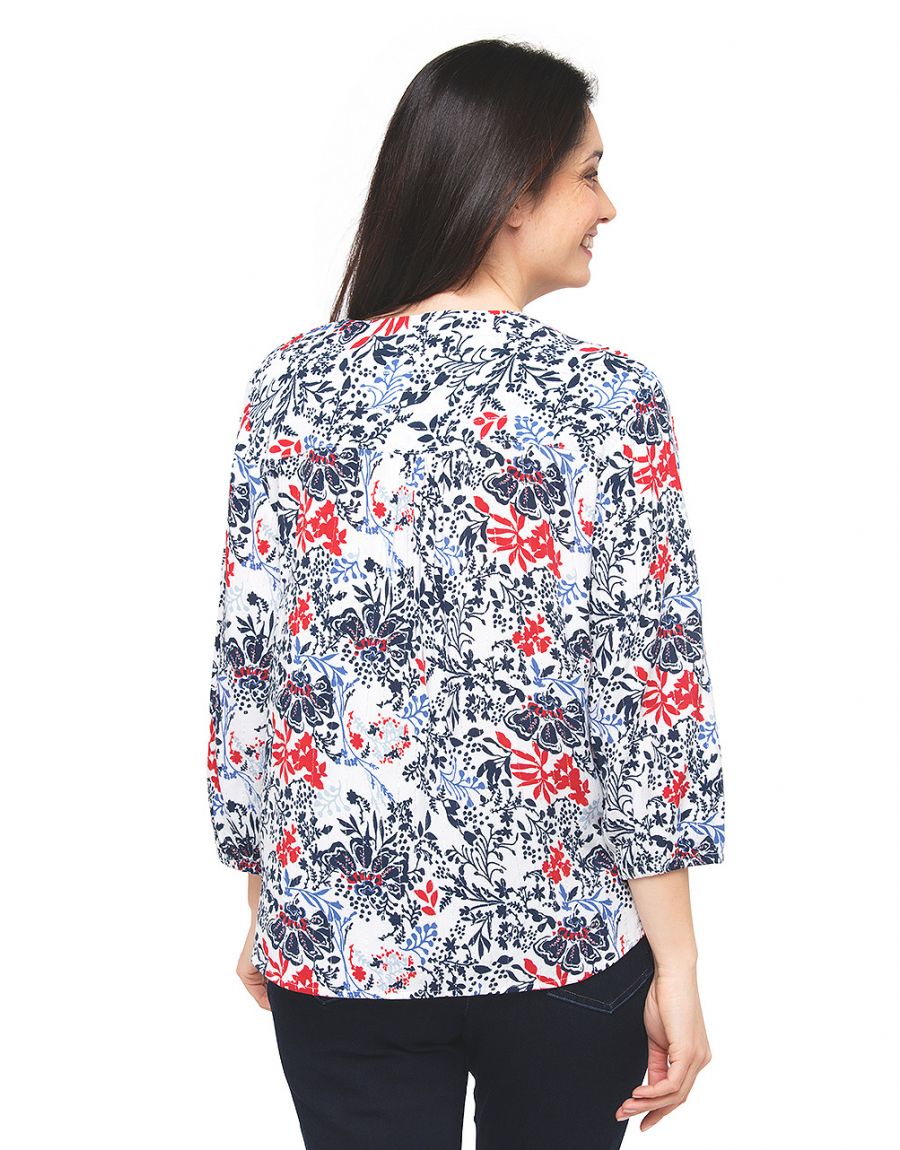 Blouse blanche fleurs