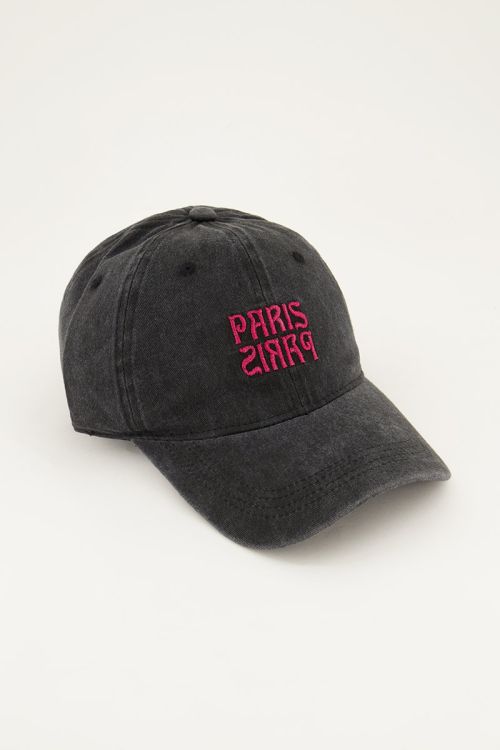 Grijze met roze glitter pet 