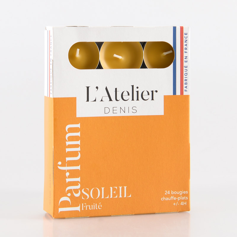 Lot 24 bougies chauffe-plats 'Soleil Fruité'