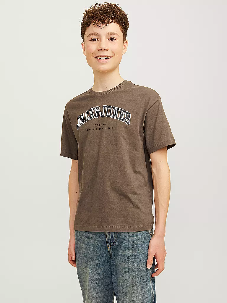 JACK & JONES Jungen T-Shirt  JJECALEB VARSITY TEE  braun