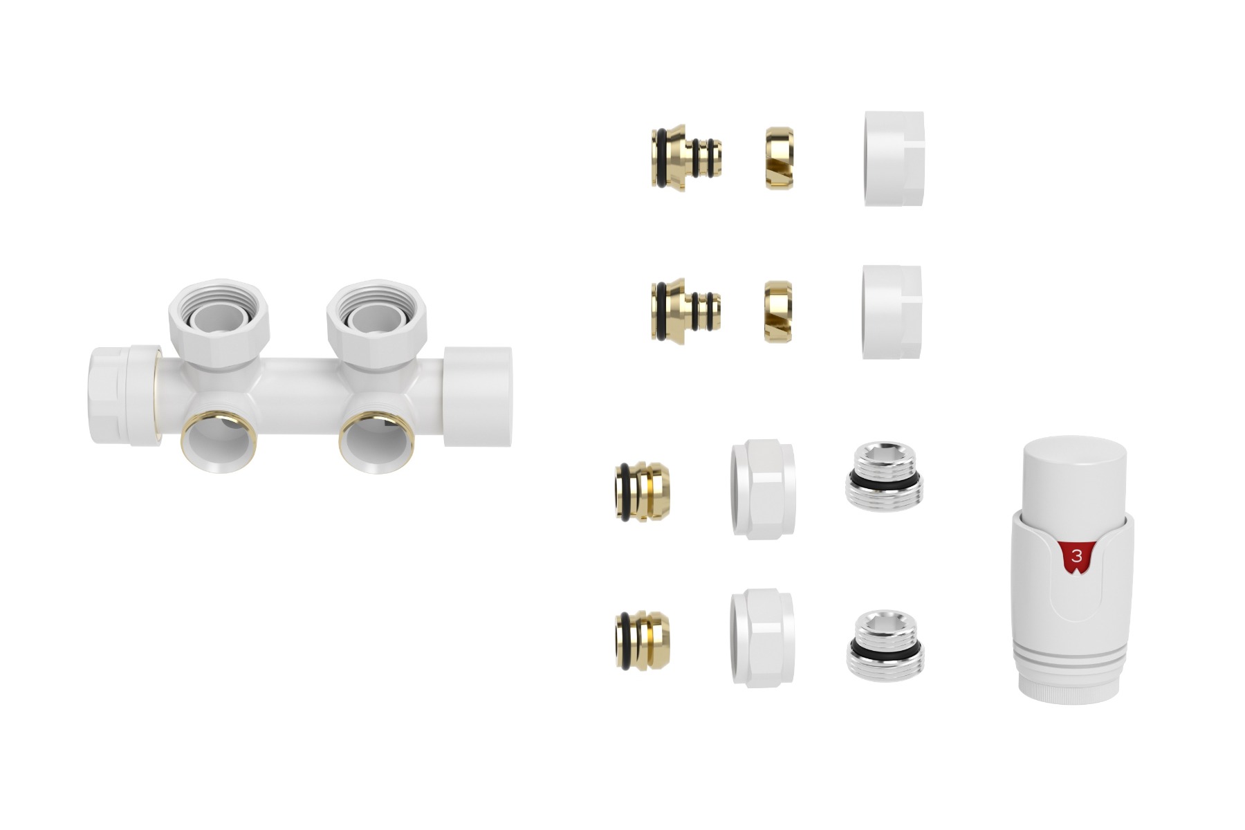 Mueller Nova thermostatisch onderblok set haaks glans wit