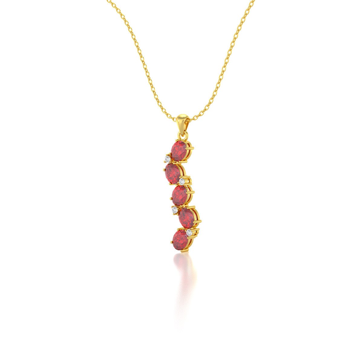 Collier Pendentif ADEN Or 585 Jaune Rubis et Diamants Chaine Or 585 incluse 1.78grs