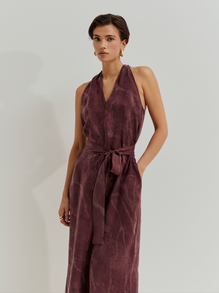 Vestido estampado em liocel