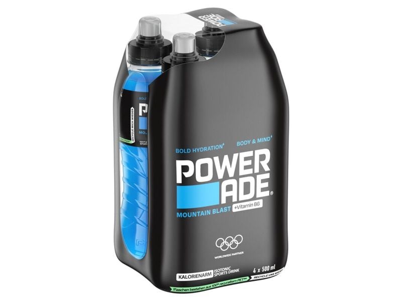 Powerade Sportgetränk Mountain Blast 4 x 0.5 l Isotonisches Getränk mit Beerengeschmack