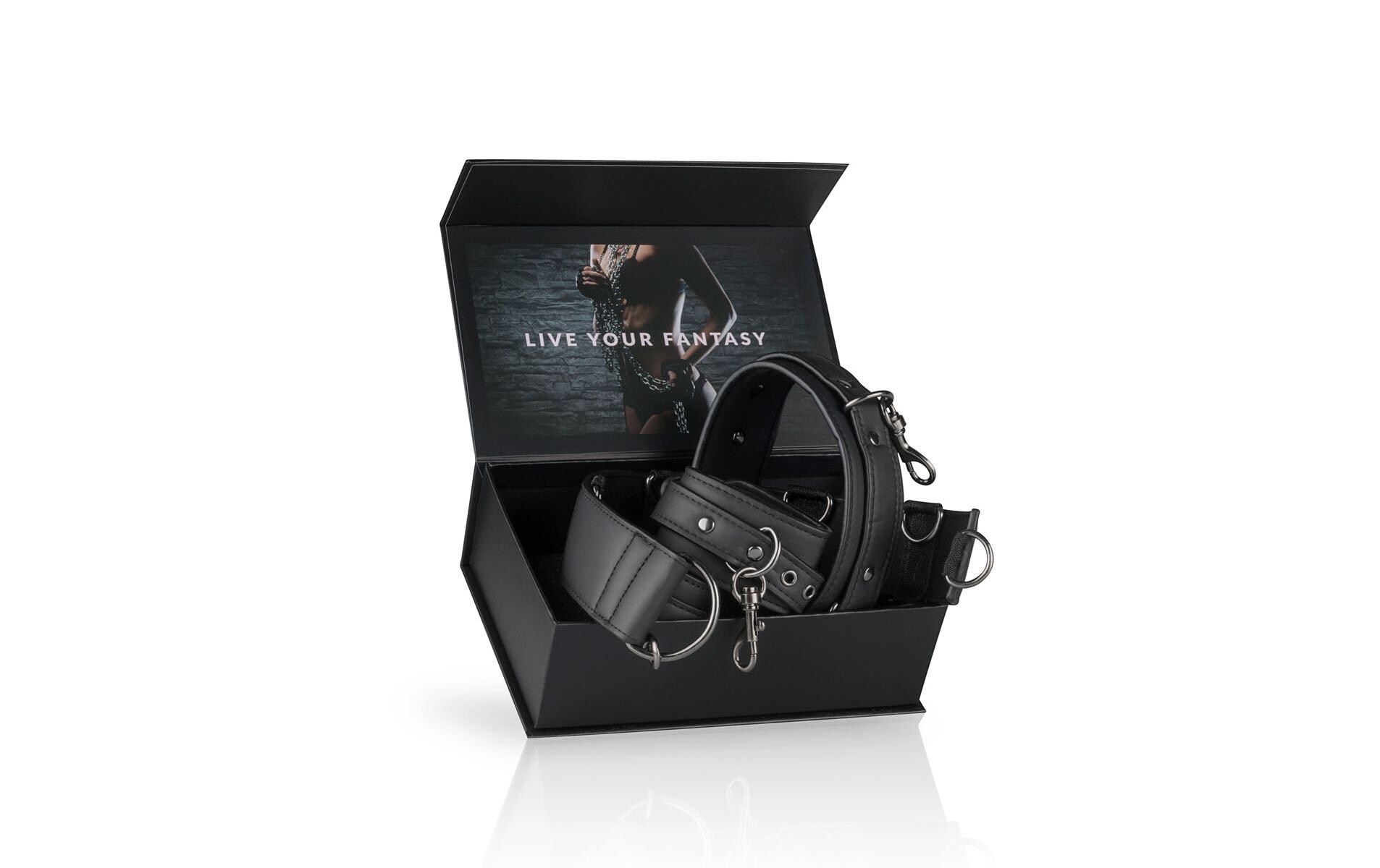 Nacken und Handgelenksfesseln SchwarzHochwertiges Bondage-Set