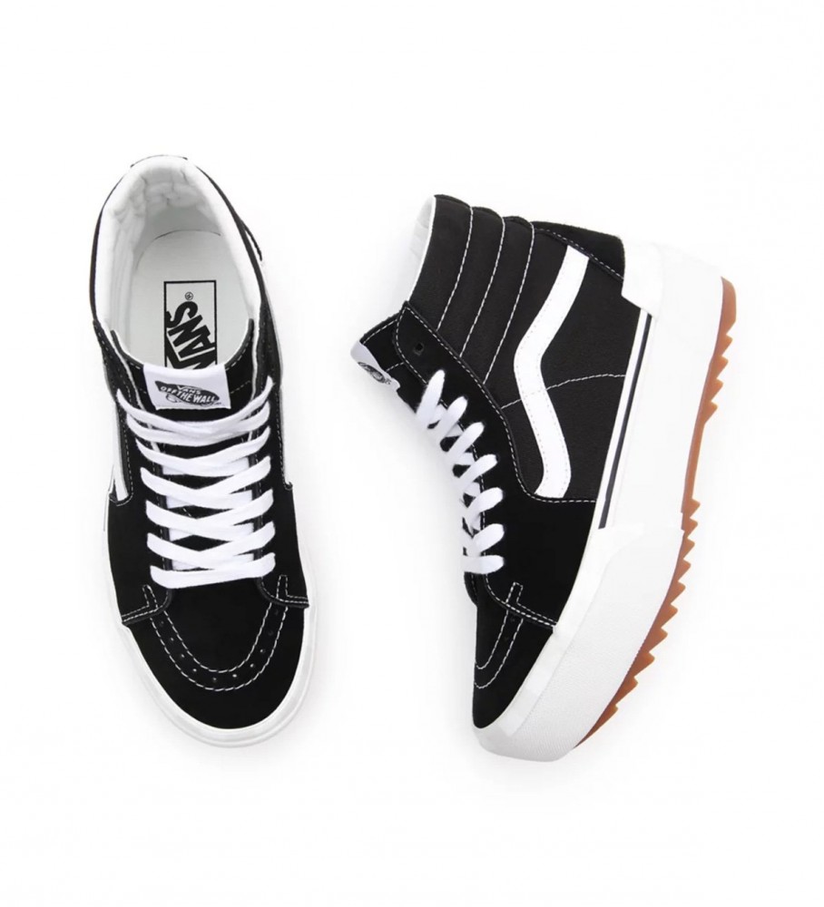Tênis Vans Sk8-Hi Stacked em camurça preta e lona