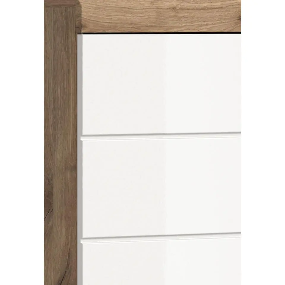 Hioshop Wave kolomkast 2 deuren- 2 planken wit hoogglans- eiken decor