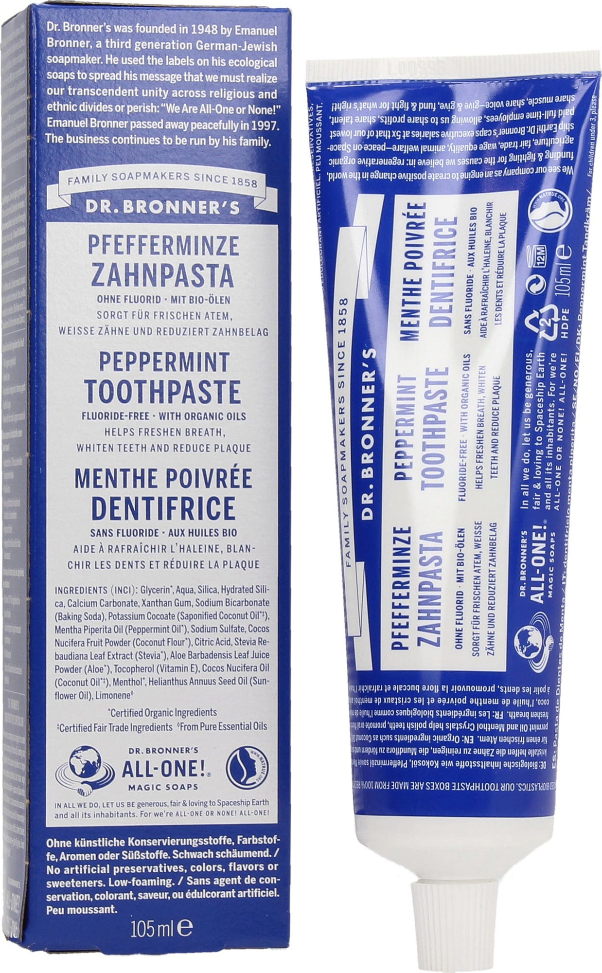 Dr. Bronner's  Zahnpasta Pfefferminze, 105 ml