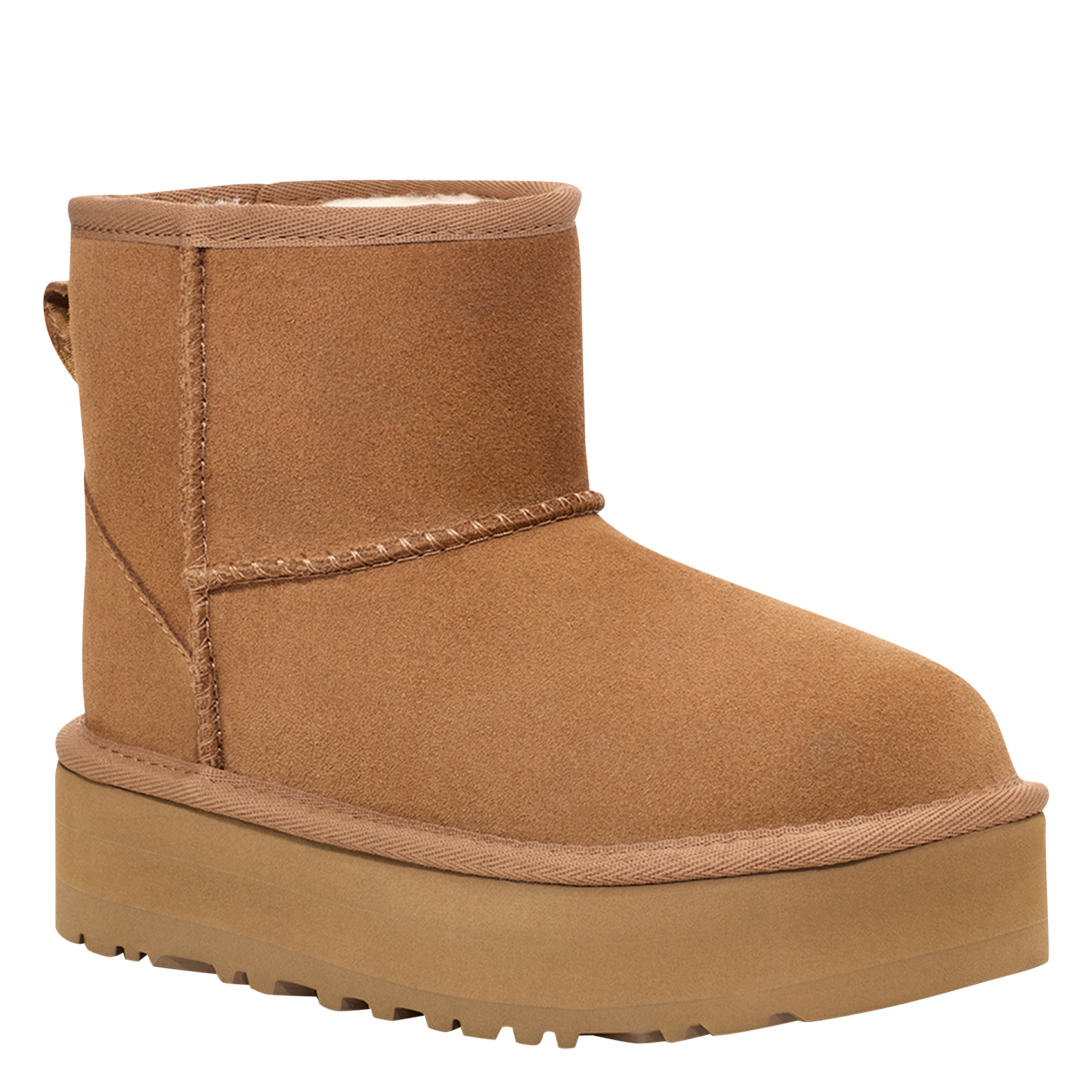 CLASSIC MINI PLATFORM - Bottines fourrées à plateforme en cuir velours| Marron