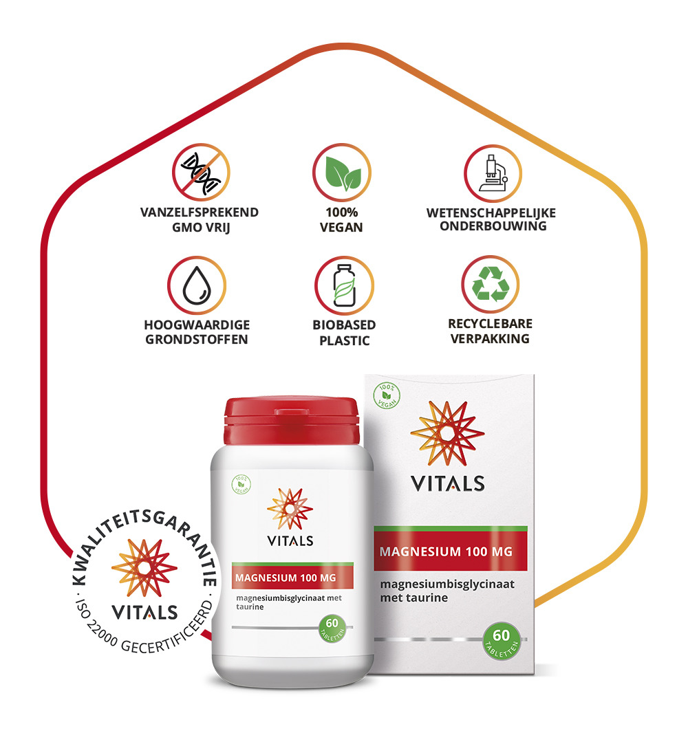 Vitals Magnesiumbisglycinaat 100 mg (60 tabletten)