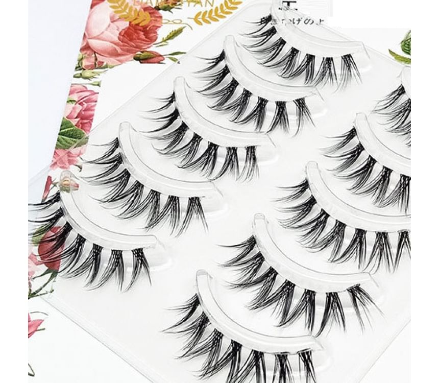 Lashie - Set van 5 paar: Doll Eye Spiky Clear Band nepwimpers