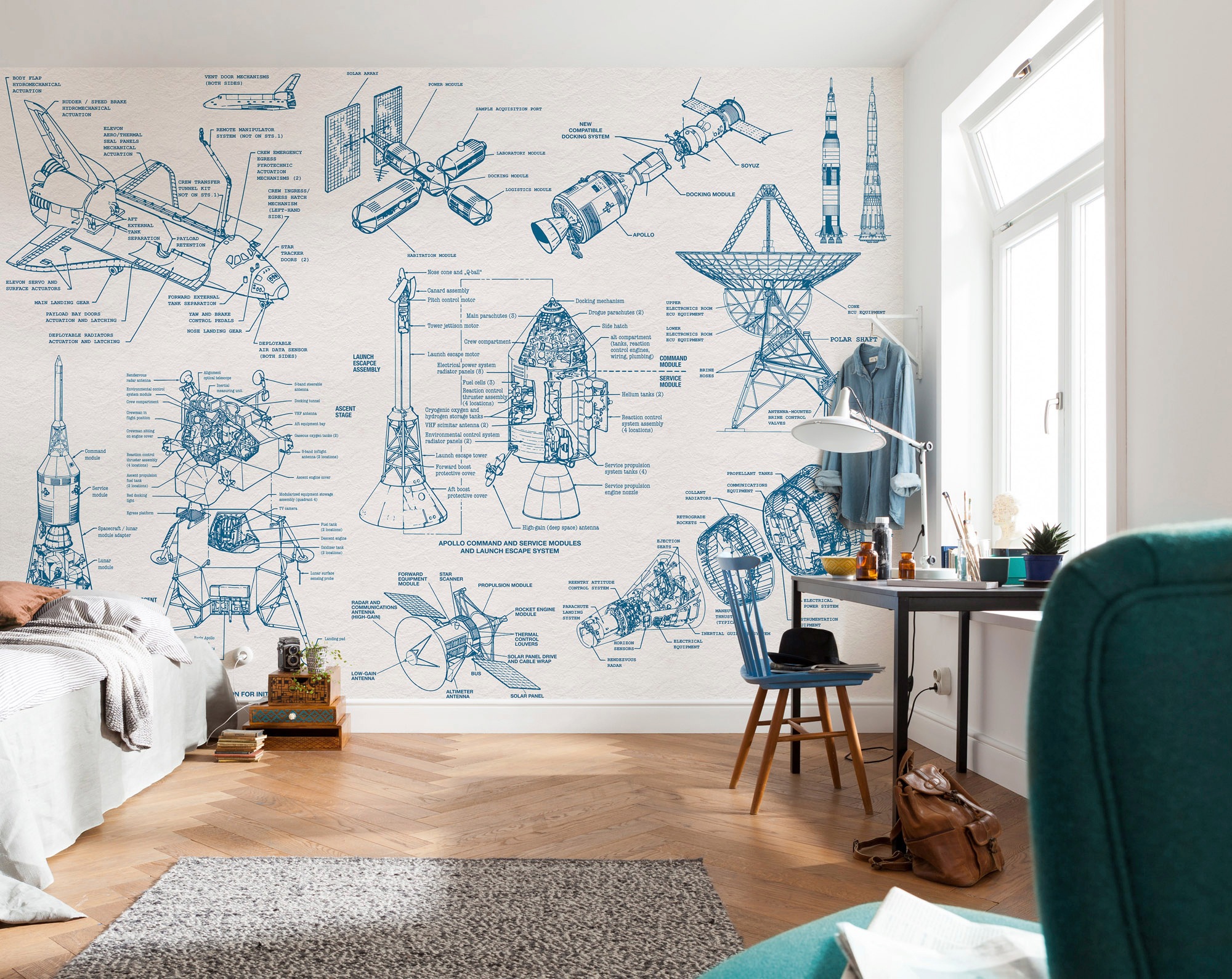Komar Vliestapete »Digitaldruck Vlies -  Spacecraft Architecture - Grösse 400 x 280 cm« bedruckt glatt Kinderzimmer
