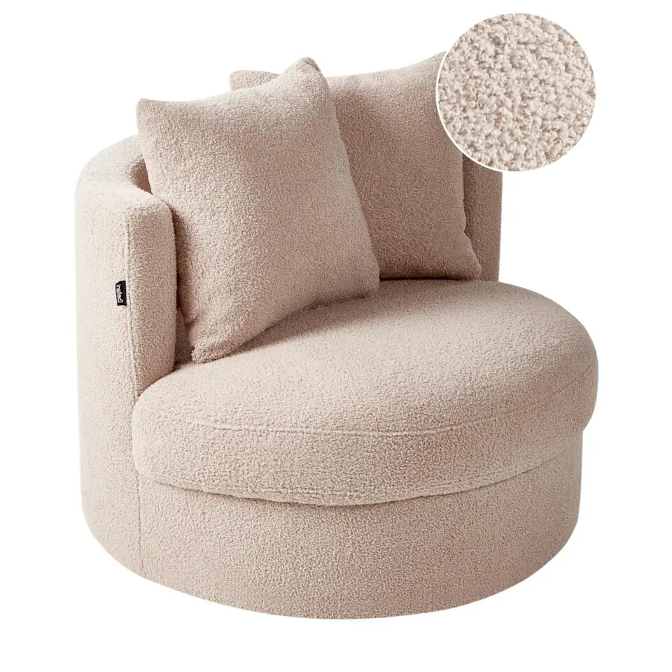 DALBY - Fauteuil - Beige - Bouclé