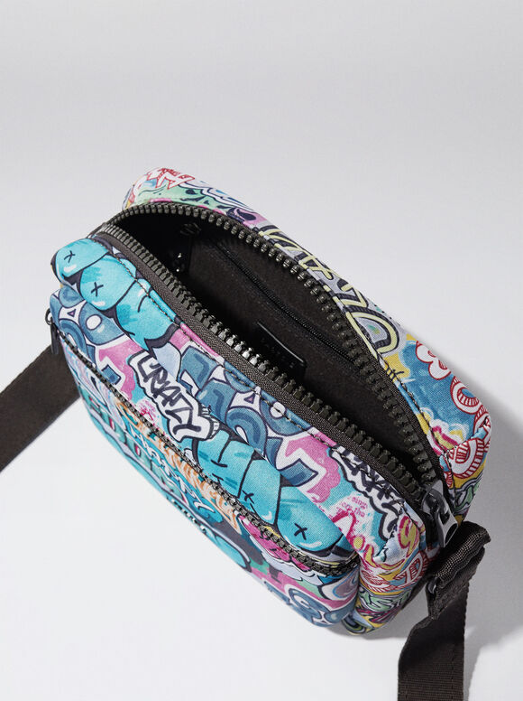 Bolsa de ombro em neoprene estampada - Azul