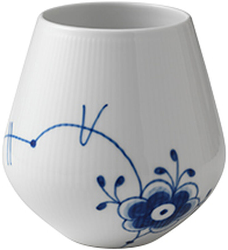Royal Copenhagen Blå Mega Riflet 15 cm. vase - mellem Blå