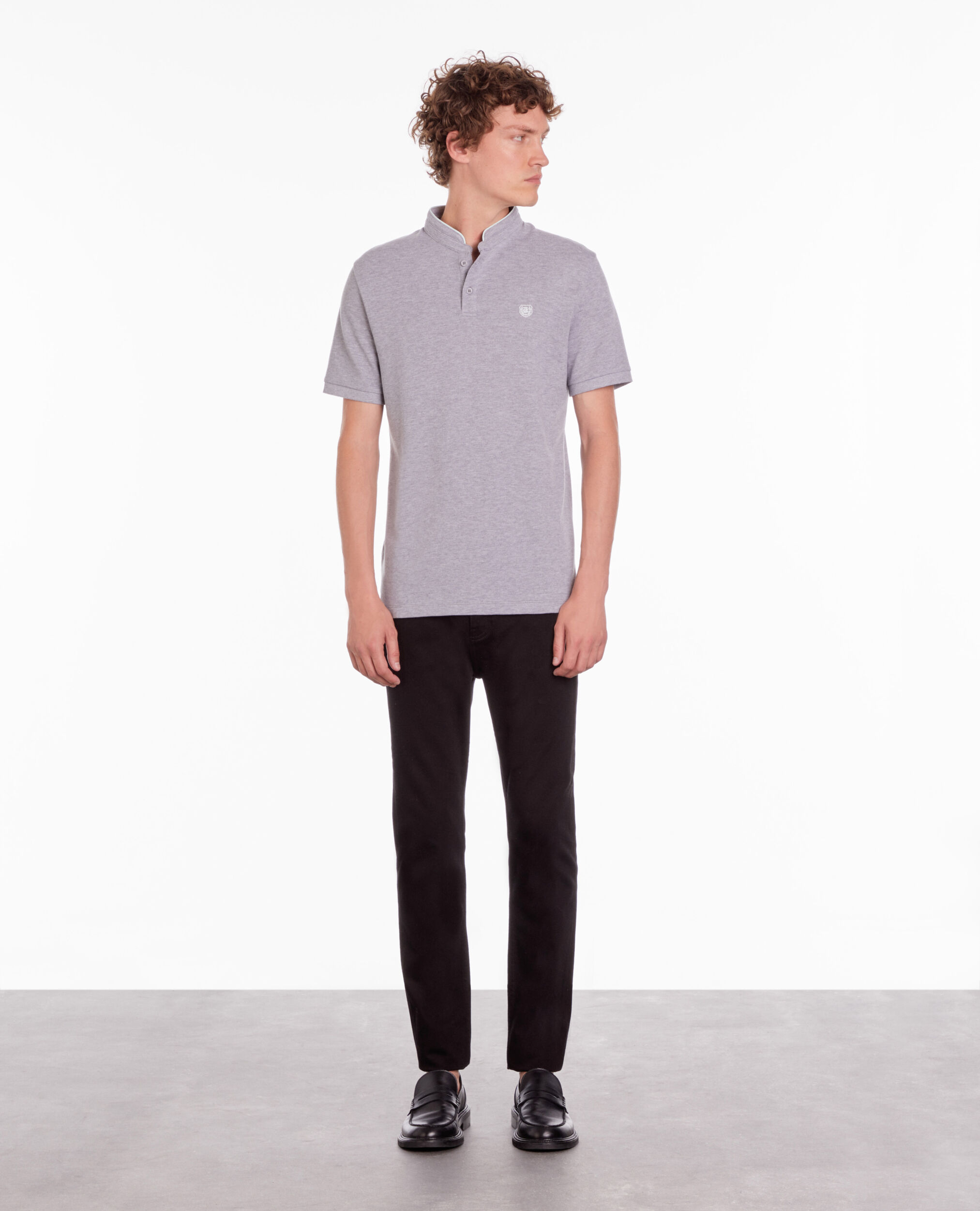 Polo gris clair en coton