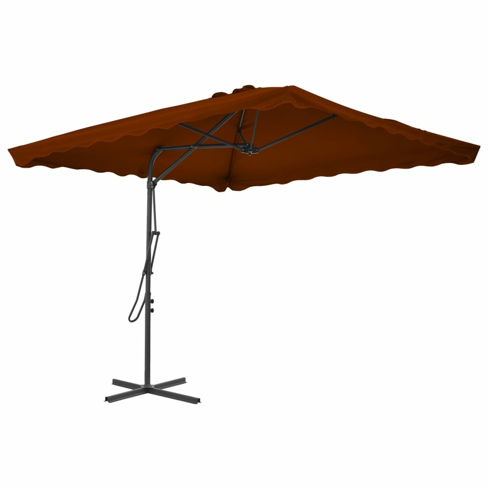 Parasol d'extérieur avec mât en acier 250 x 250 x 230 cm orange foncé