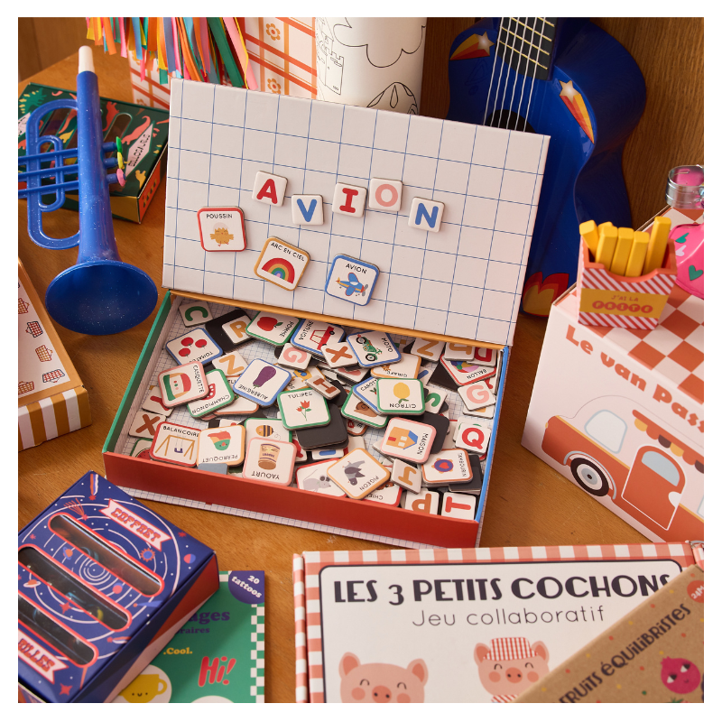 Boîte alphabet magnétique et images Mercredi et Patati