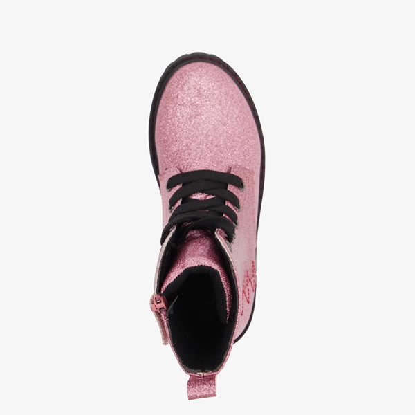 Blue Box meisjes veterboots roze met glitters
