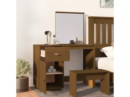 Coiffeuse Marron miel 95x50x134 cm Bois de pin massif