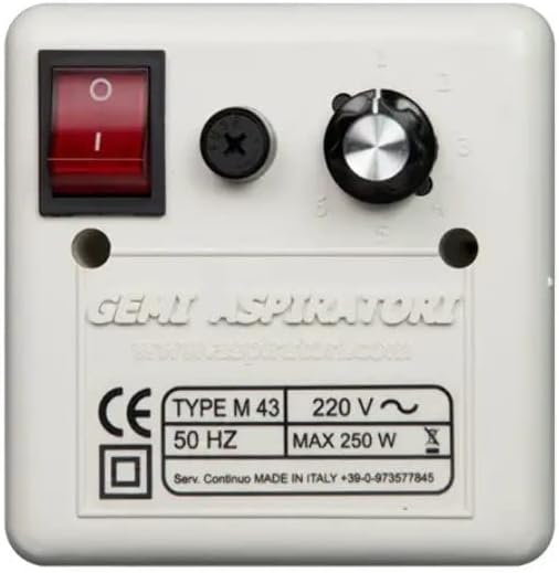 Gemi Elettronica Rauchsauger für Runden Kamin 250 mm mit 6-Stufigem Regler, Absaugung 3800 m³/h, Klasse H Motor