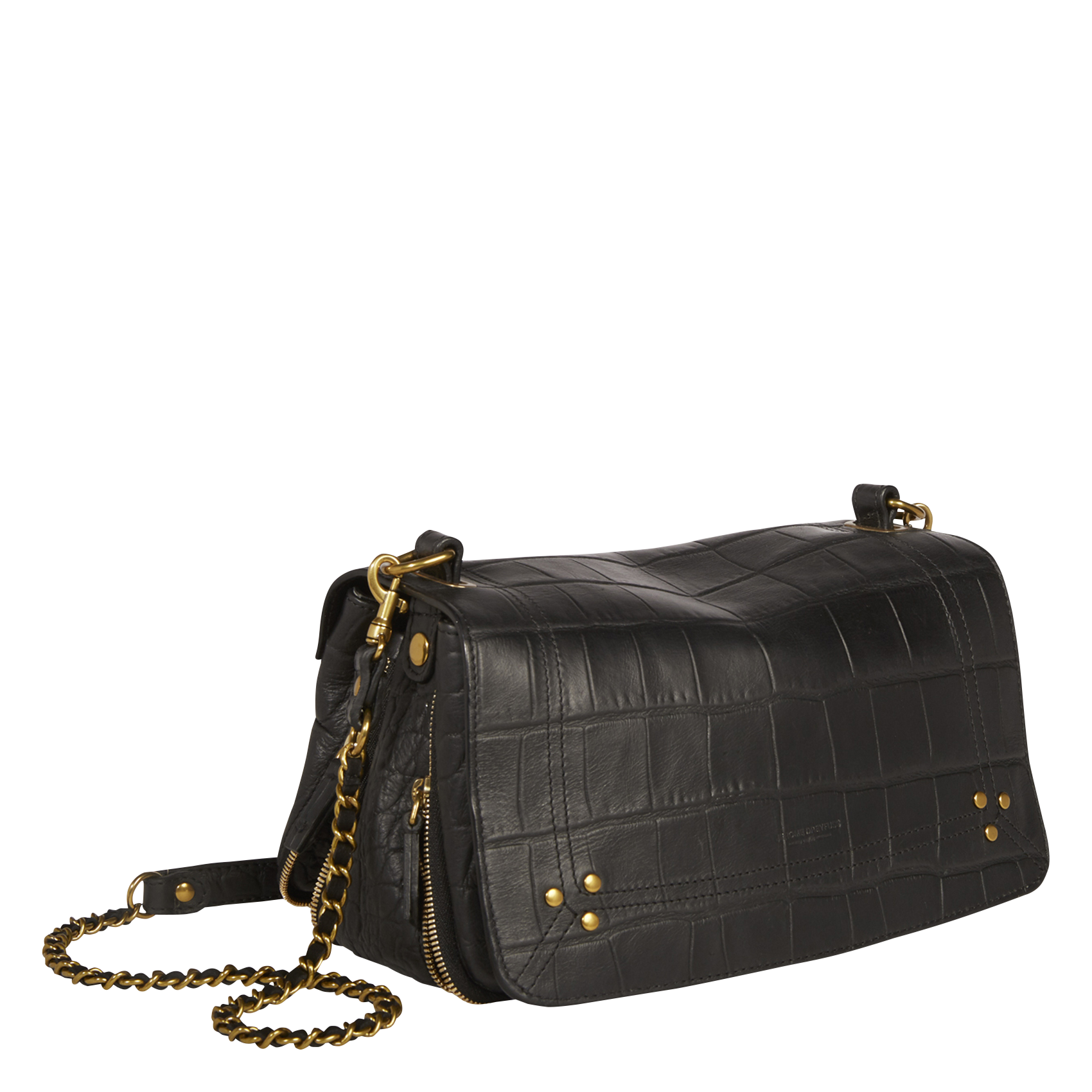 BOBI - Sac bandoulière en cuir croco| Noir