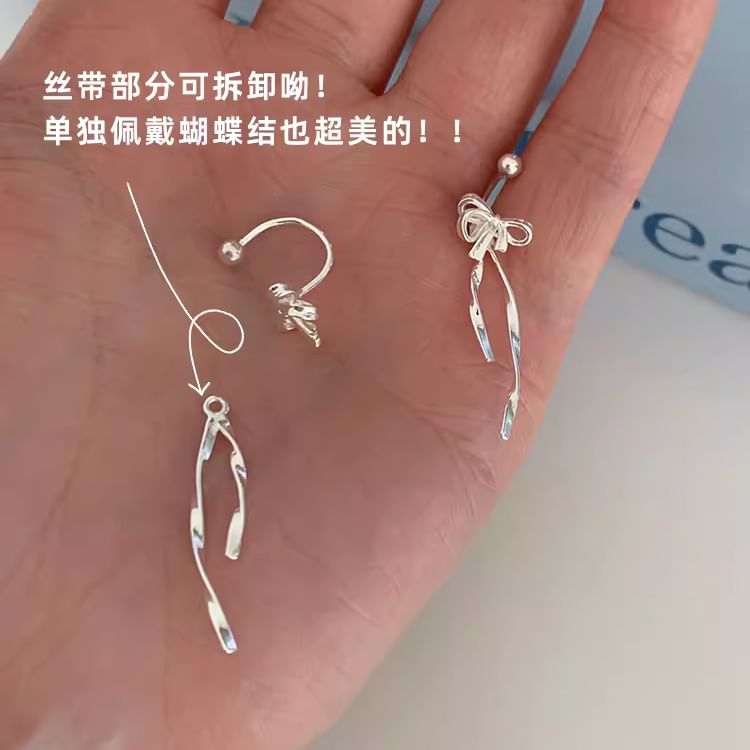 Hansha - 925 Sterling Zilveren Strik Oorbel