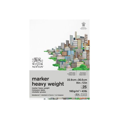 Winsor & Newton - Bloc de papier à dessin pour marqueur épais - 22,9 x 30,5 cm - 25 feuilles - 160gr