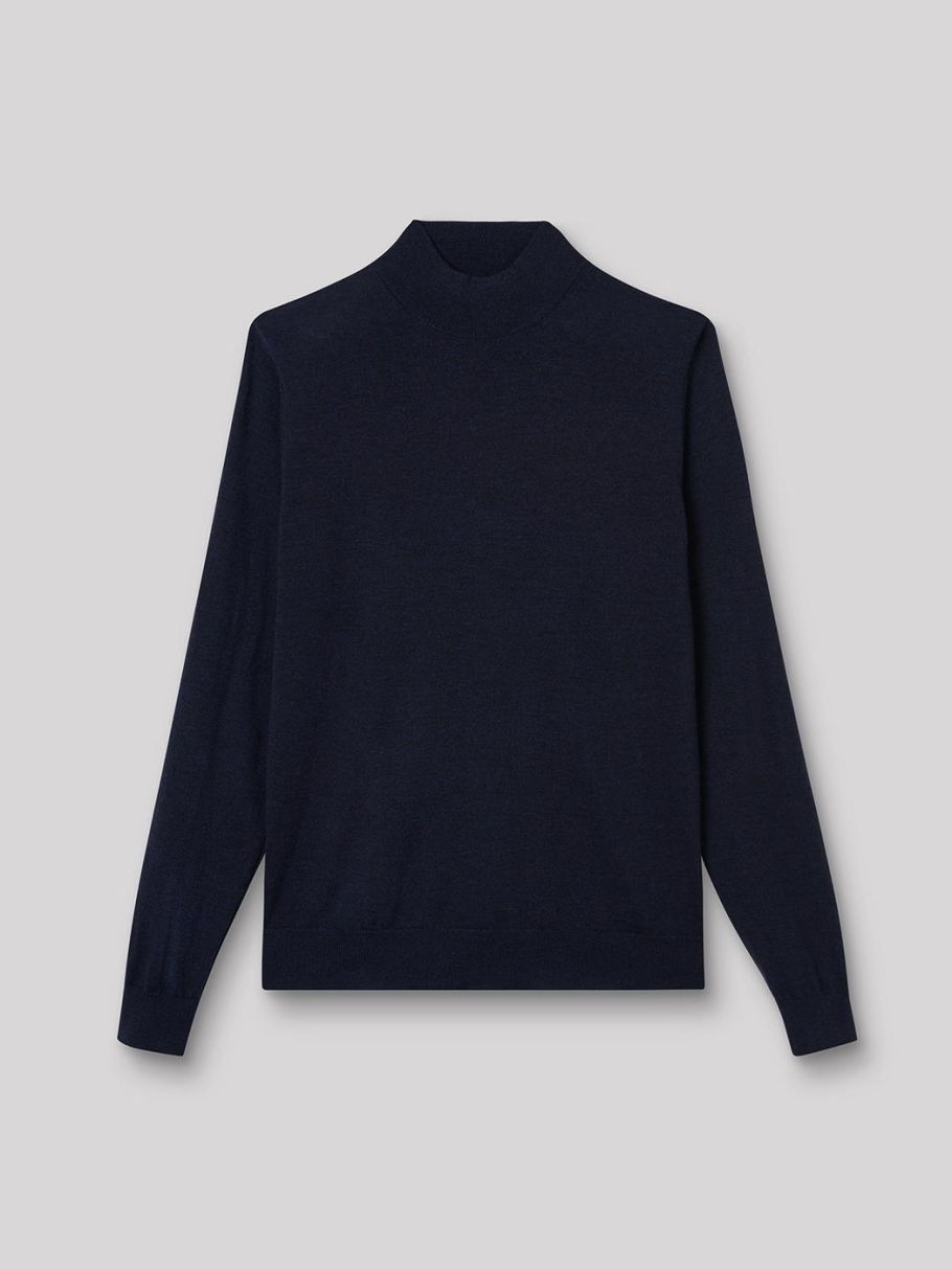 Pull col cheminée en laine mérinos