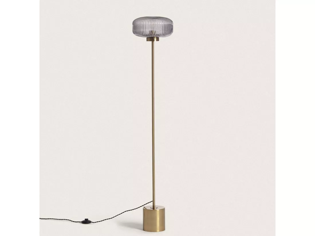Lampadaire Métal et Verre Windsor Doré