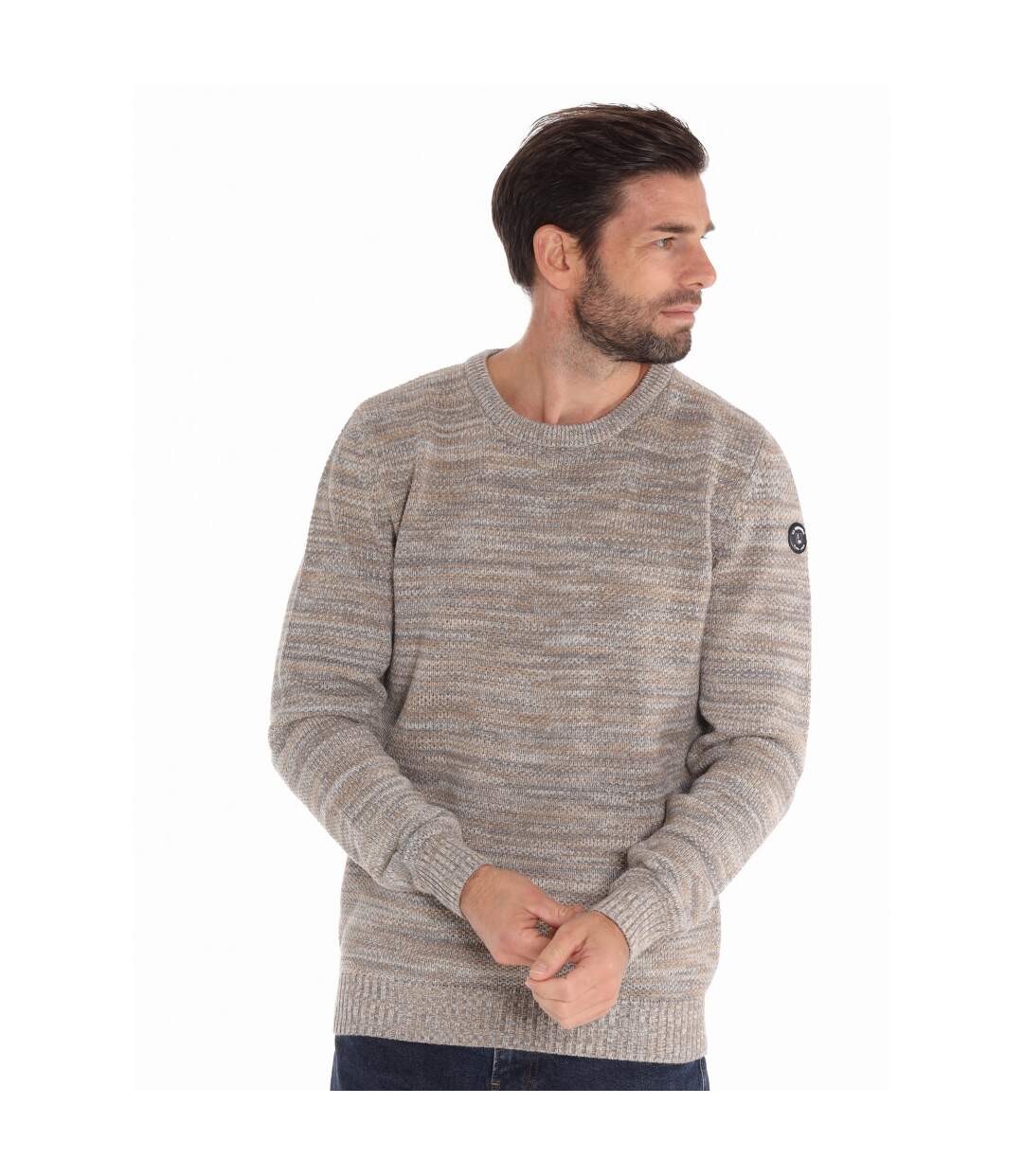 Pull col rond multicolore
