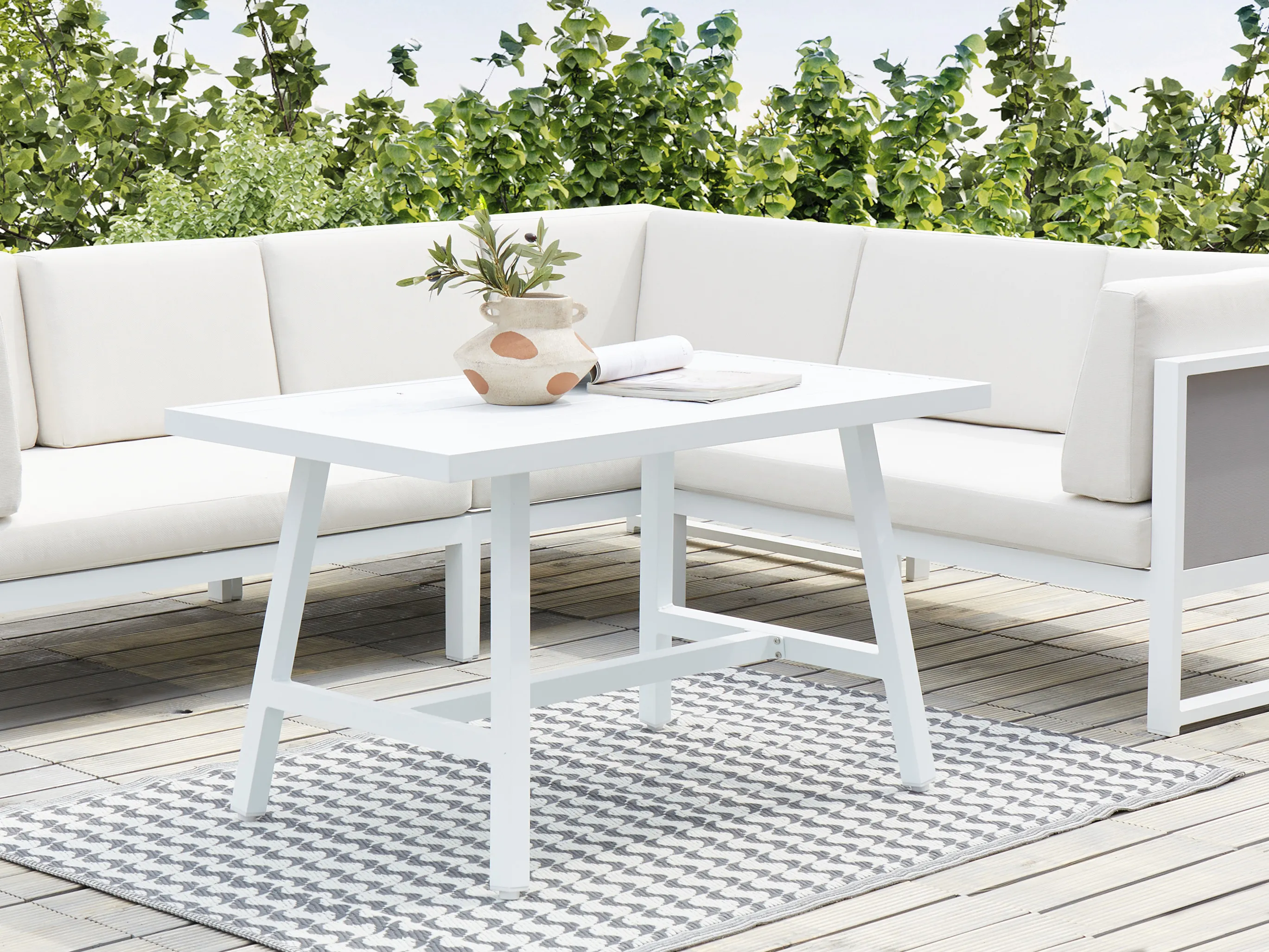 Tuin eettafel FRATTE 120 cm 64 cm Metaal Wit
